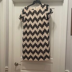 Talbots Black and Cream‎ Chevron Mini Dress